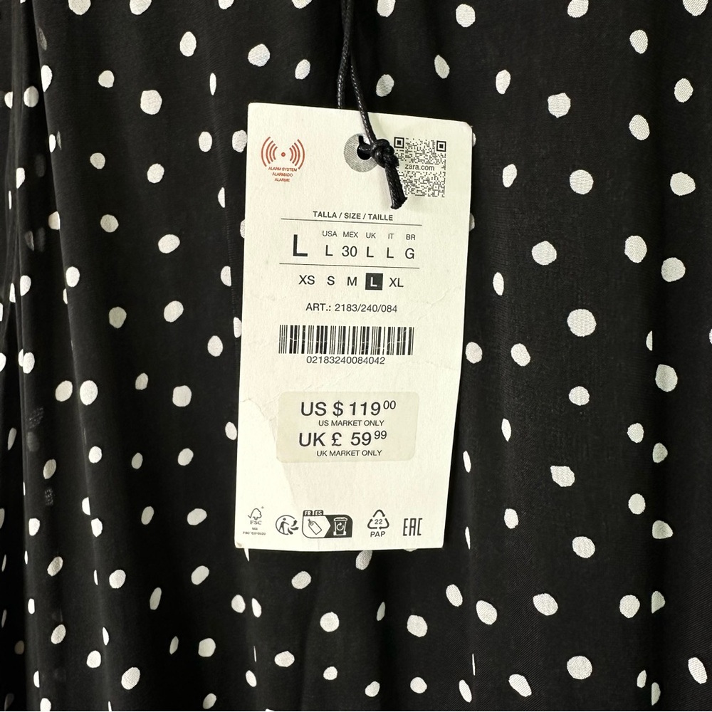 Zara ZW Collection Size Large Halter Polka Dot Sleeveless Midi Dress w/Scarf NEW - Picture 11 of 15